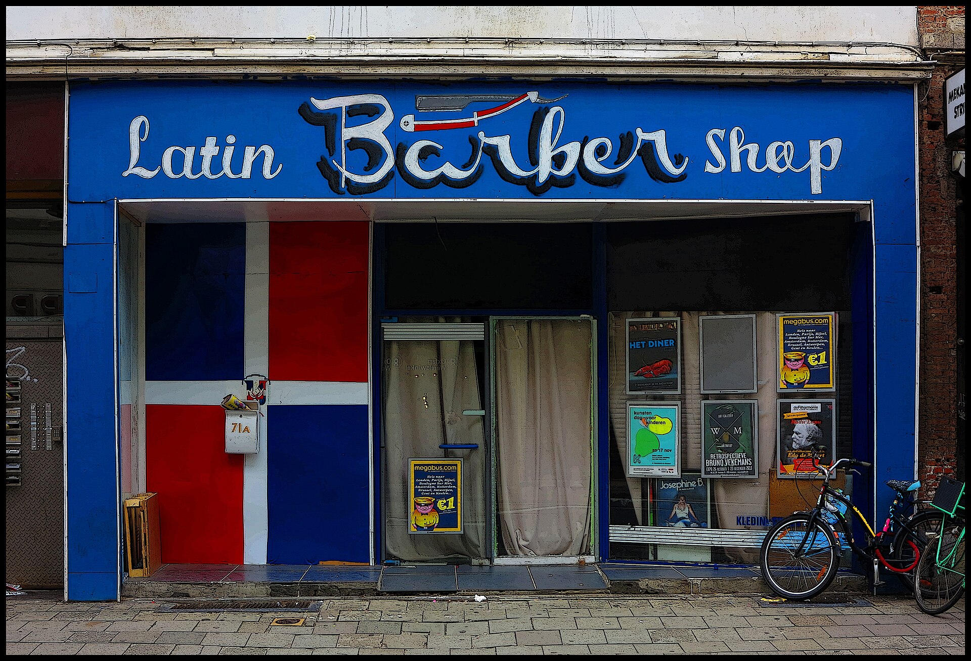 Barber Storefront with Flag   panoramio