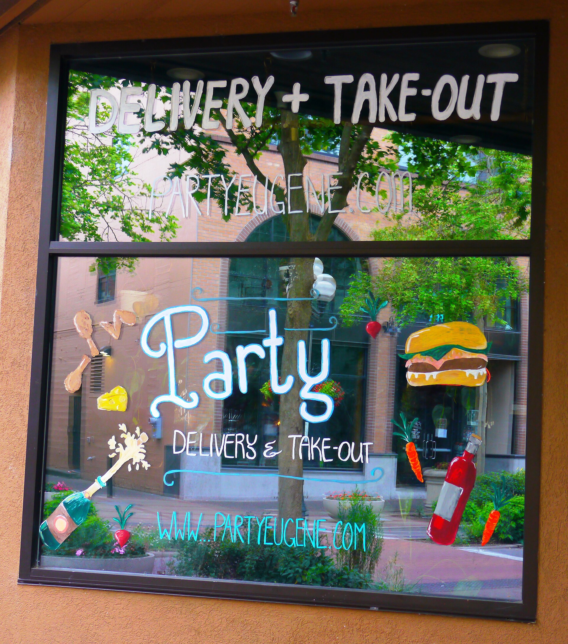 Party Downtown storefront window in Eugene, Oregon