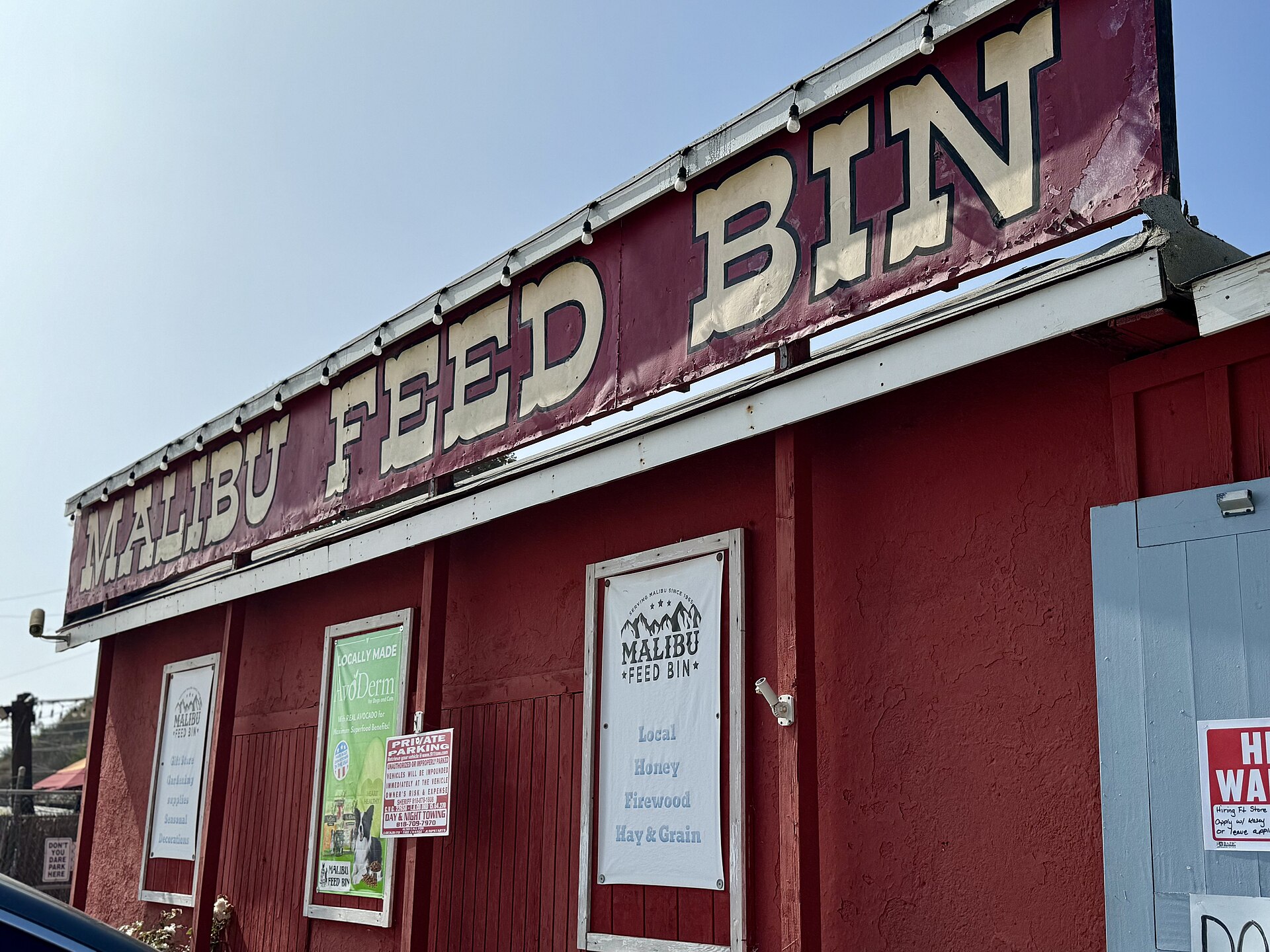 Malibu Feed Bin sign and storefront 2024